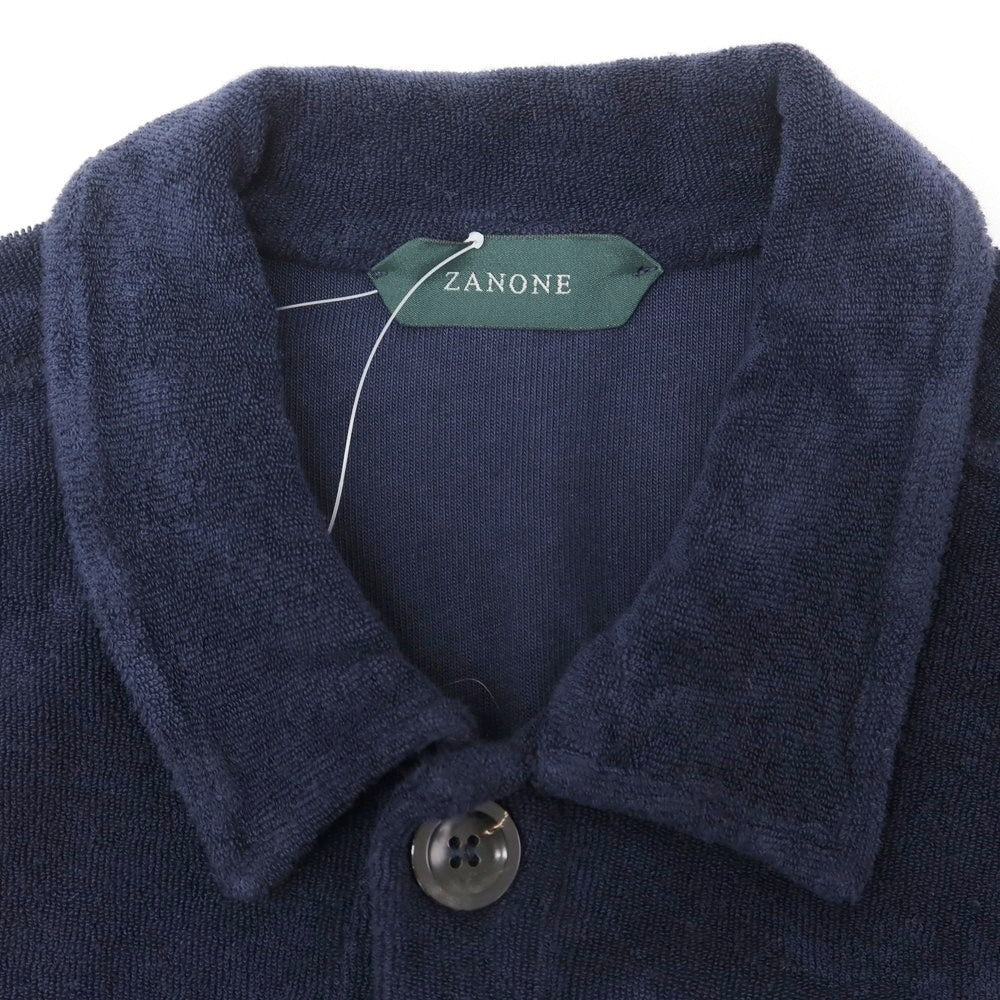 【新品】ザノーネ ZANONE コットン パイル シャツ型 カーディガン ネイビー【 44 】【 状態ランクN 】【 メンズ 】
