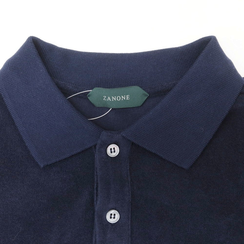 【新品】ザノーネ ZANONE コットン パイル 半袖ポロシャツ ネイビー【 44 】【 状態ランクN 】【 メンズ 】