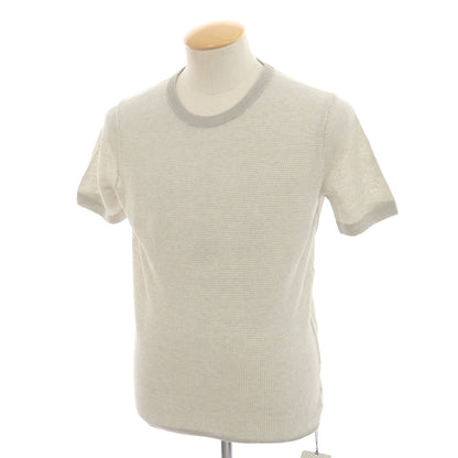 [New] ZANONE Linen Crew Neck Short Sleeve Pullover Knit Light Gray x White [44] [Condition Rank N] [Men&
