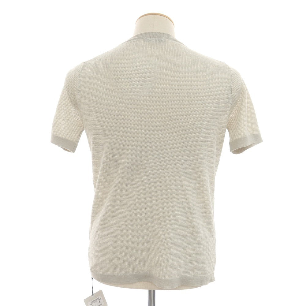 [New] ZANONE Linen Crew Neck Short Sleeve Pullover Knit Light Gray x White [44] [Condition Rank N] [Men&