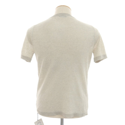 [New] ZANONE Linen Crew Neck Short Sleeve Pullover Knit Light Gray x White [44] [Condition Rank N] [Men&