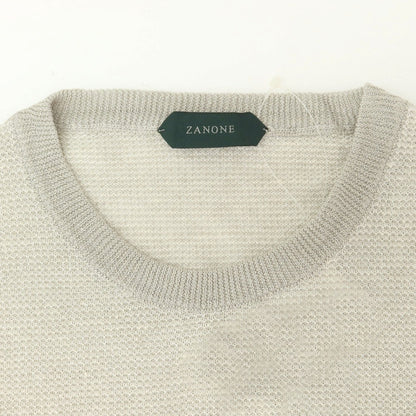[New] ZANONE Linen Crew Neck Short Sleeve Pullover Knit Light Gray x White [44] [Condition Rank N] [Men&