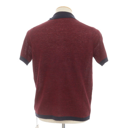 [New] ZANONE Linen Short Sleeve Polo Knit Red x Navy [44] [Condition Rank N] [Men&