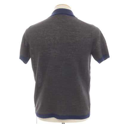 [New] ZANONE Linen Short Sleeve Polo Knit Olive x Navy [44] [Condition Rank N] [Men&