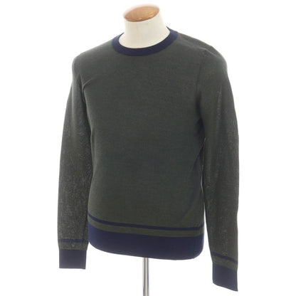 [New] ZANONE Cotton Crew Neck Polo Knit Olive Green x Navy [46] [Condition Rank N] [Men&