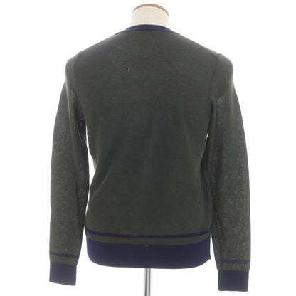 [New] ZANONE Cotton Crew Neck Polo Knit Olive Green x Navy [46] [Condition Rank N] [Men&