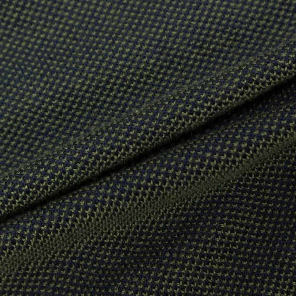 [New] ZANONE Cotton Crew Neck Polo Knit Olive Green x Navy [46] [Condition Rank N] [Men&