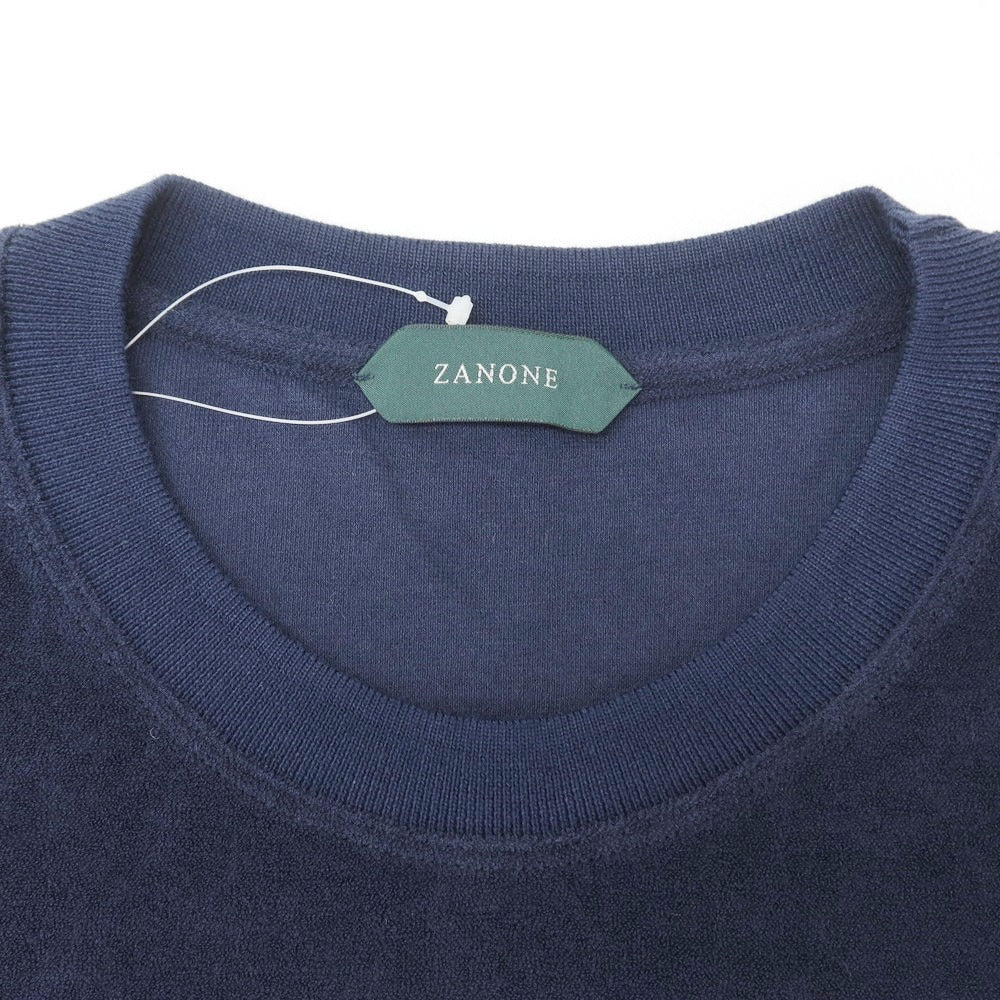 【新品】ザノーネ ZANONE コットン パイル クルーネック 半袖Ｔシャツ ネイビー【 48 】【 状態ランクN 】【 メンズ 】