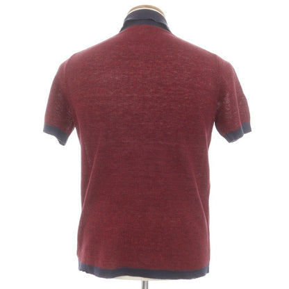 [New] ZANONE Linen Short Sleeve Polo Knit Red x Navy [46] [Condition Rank N] [Men&