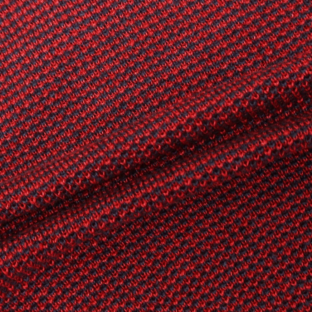 [New] ZANONE Linen Short Sleeve Polo Knit Red x Navy [46] [Condition Rank N] [Men&
