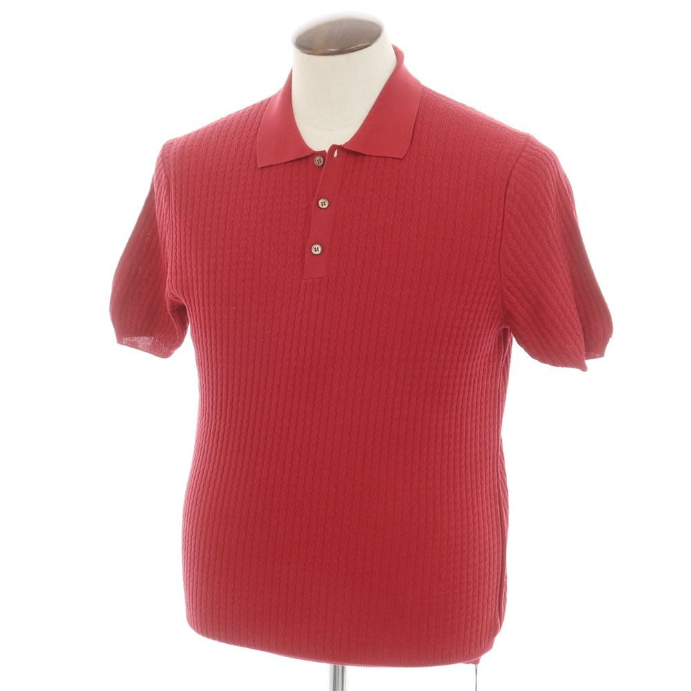 【新品】ザノーネ ZANONE コットン 半袖 ポロニット レッド【 50 】【 状態ランクN 】【 メンズ 】