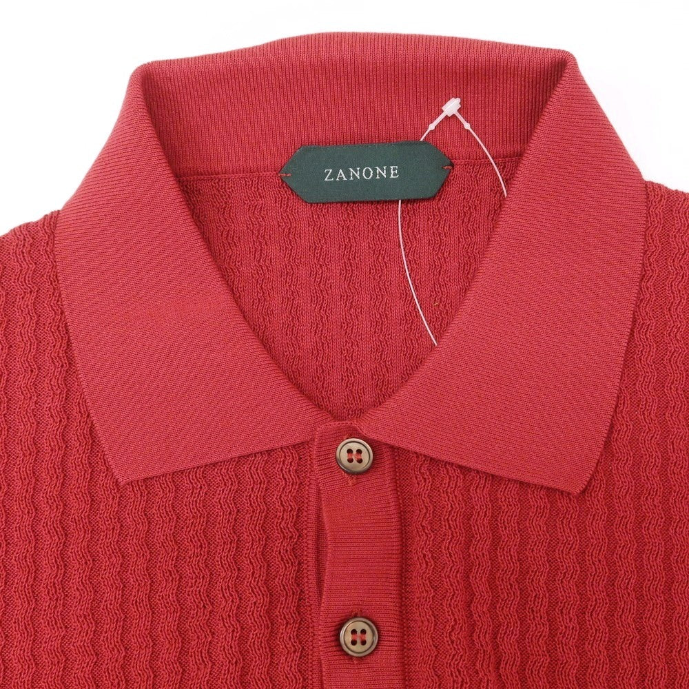 【新品】ザノーネ ZANONE コットン 半袖 ポロニット レッド【 50 】【 状態ランクN 】【 メンズ 】