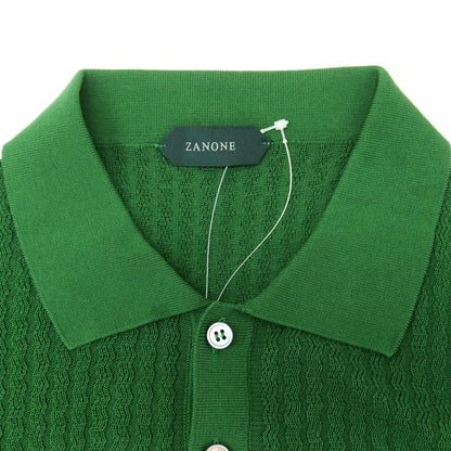 【新品】ザノーネ ZANONE コットン 半袖 ポロニット グリーン【 48 】【 状態ランクN 】【 メンズ 】