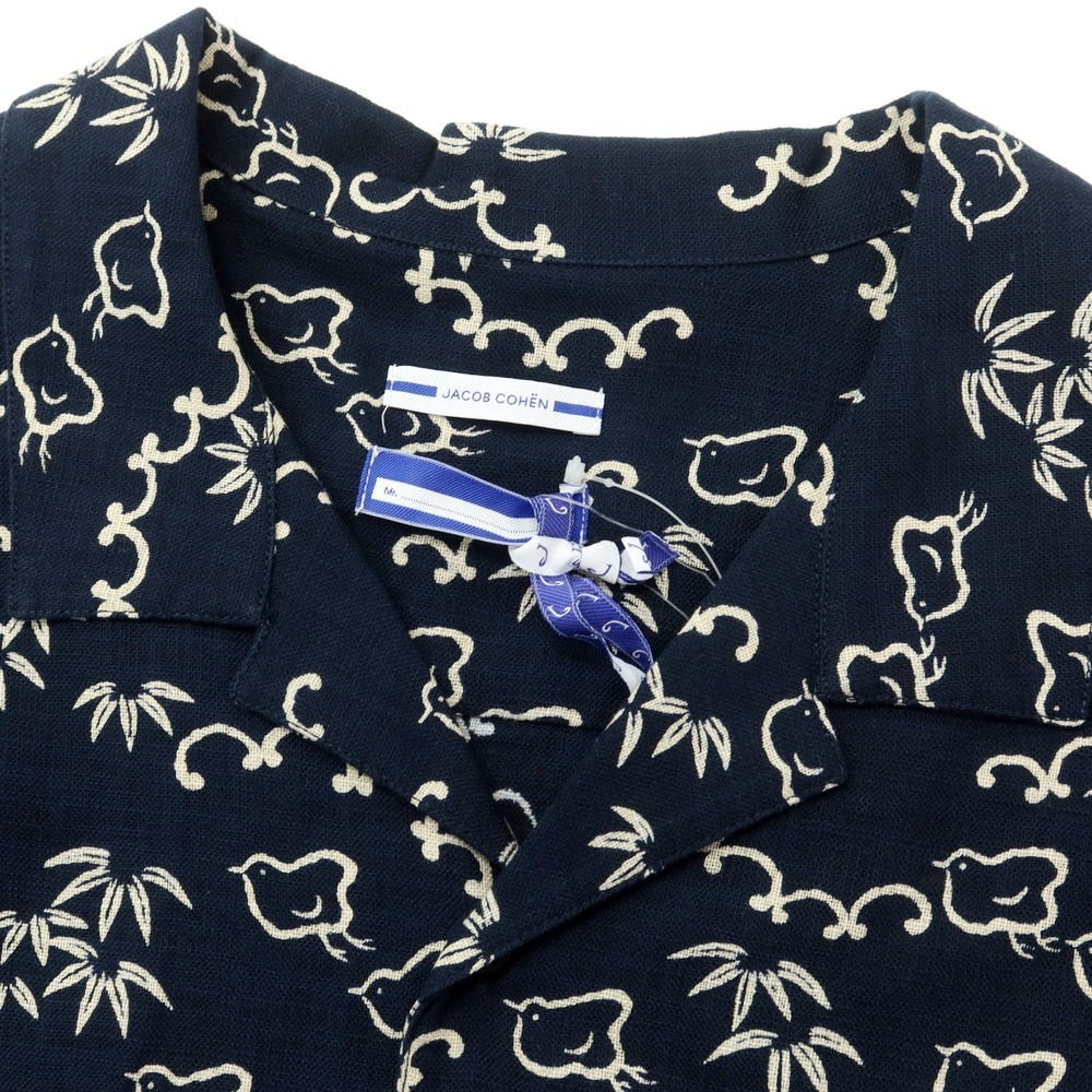【新品】ヤコブコーエン JACOB COHEN コットン オープンカラー カジュアルシャツ ネイビー【サイズXXL】【 状態ランクN 】【 メンズ 】[EPD]