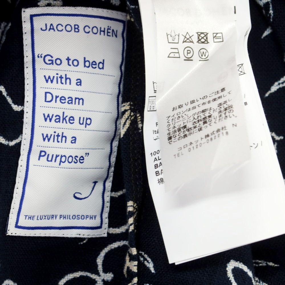 【新品】ヤコブコーエン JACOB COHEN コットン オープンカラー カジュアルシャツ ネイビー【サイズXXL】【 状態ランクN 】【 メンズ 】[EPD]