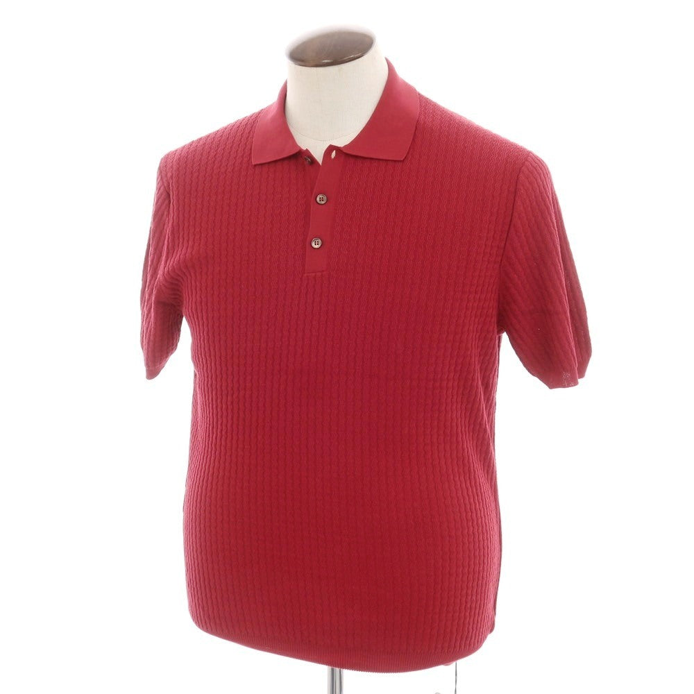 【新品】ザノーネ ZANONE コットン 半袖 ポロニット レッド【 52 】【 状態ランクN 】【 メンズ 】