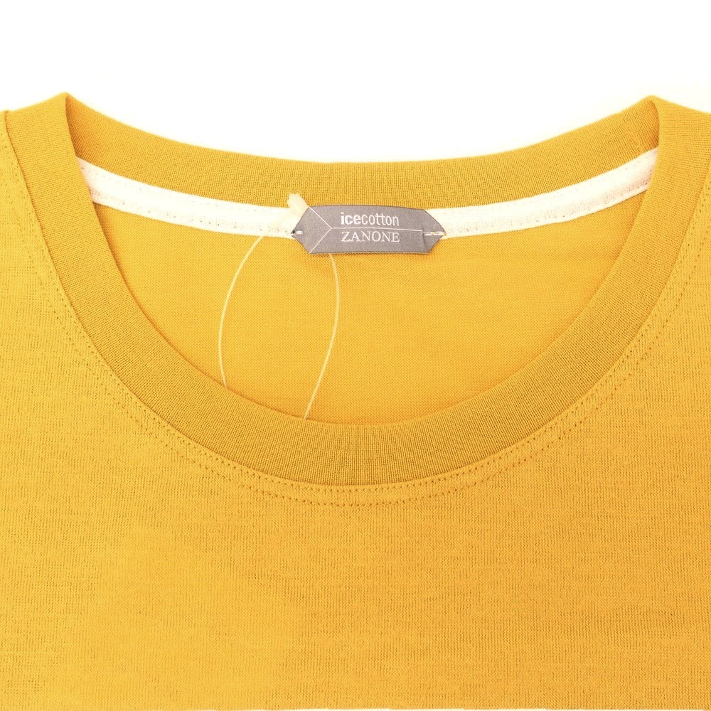 【新品】ザノーネ ZANONE アイスコットン クルーネック ポケット 半袖Ｔシャツ イエローxホワイト【 46 】【 状態ランクN 】【 メンズ 】