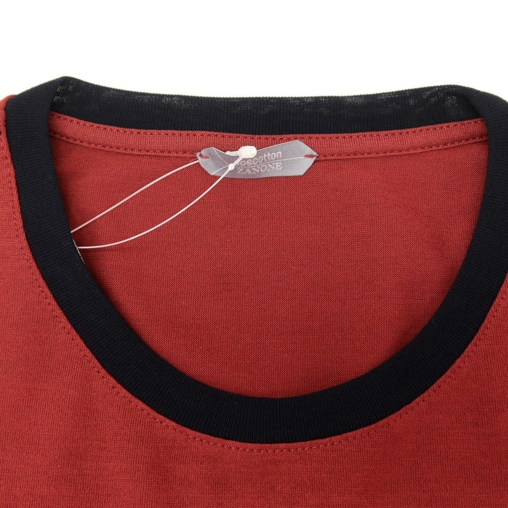 【新品】ザノーネ ZANONE アイスコットン クルーネック 半袖Ｔシャツ ダークレッドxダークネイビー【サイズ46】【 状態ランクN 】【 メンズ 】[EPD]