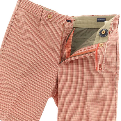 【新品】インコテックス INCOTEX ストレッチ コットン チェック ショートパンツ レッド系【 48 】【 状態ランクN 】【 メンズ 】