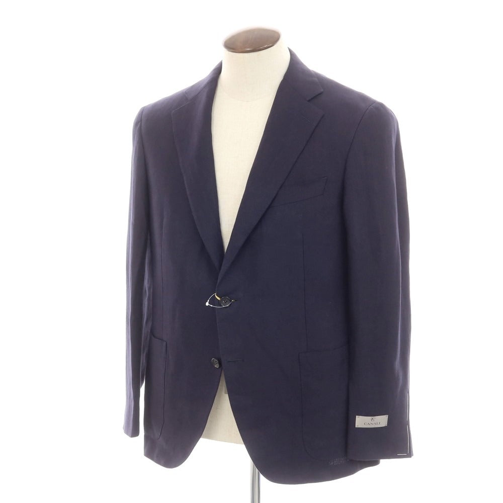 【新品】カナーリ CANALI リネン テーラードジャケット ネイビー【 52 】【 状態ランクN 】【 メンズ 】