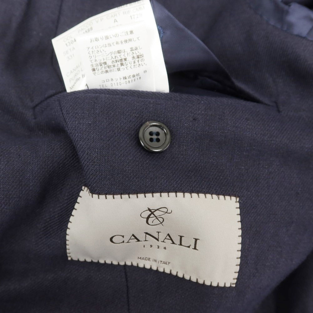 【新品】カナーリ CANALI リネン テーラードジャケット ネイビー【 サイズ54 】【 状態ランクN 】【 メンズ 】 [EPD]