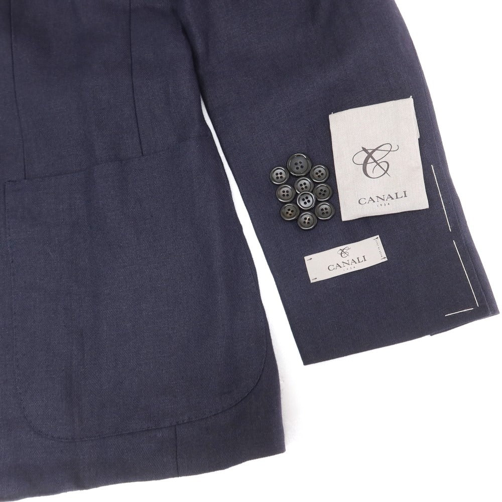 【新品】カナーリ CANALI リネン テーラードジャケット ネイビー【 サイズ54 】【 状態ランクN 】【 メンズ 】 [EPD]