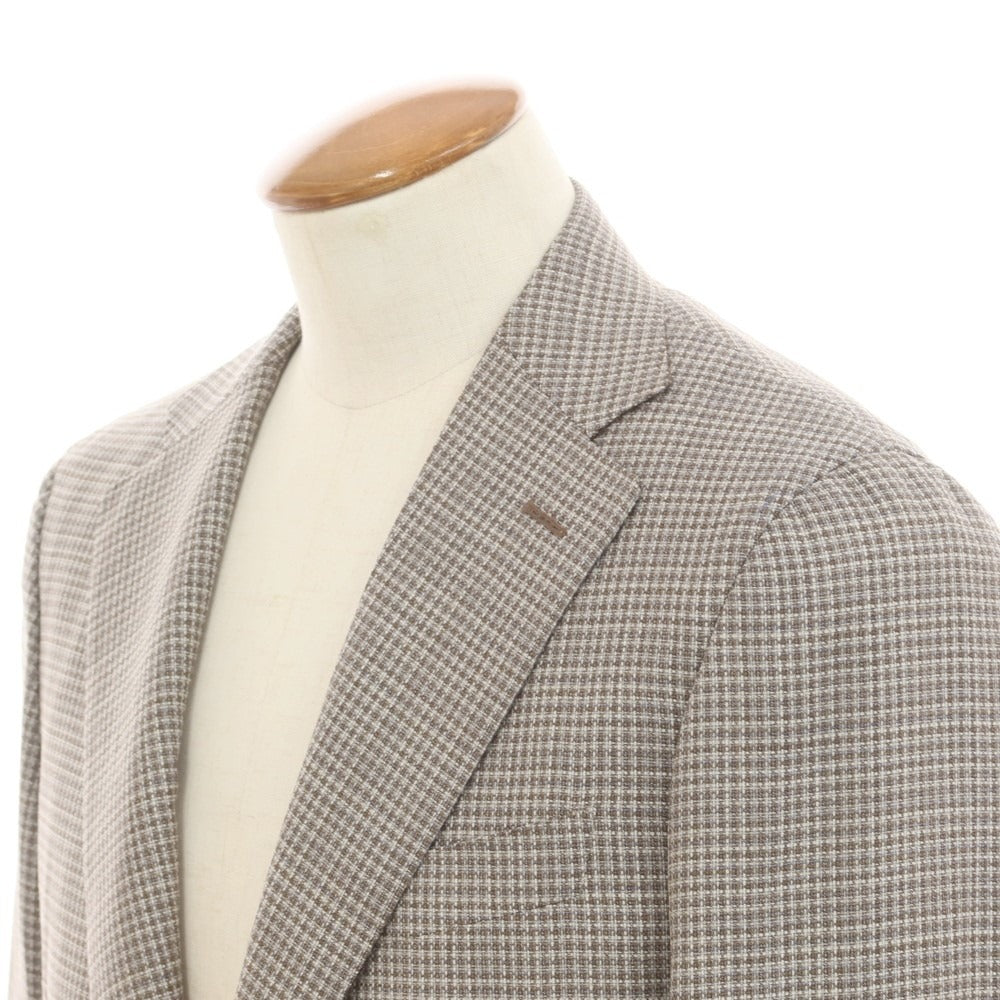 【新品】カナーリ CANALI ウール チェック テーラードジャケット ブラウンxグレー【サイズ50】【 状態ランクN 】【 メンズ 】[EPD]