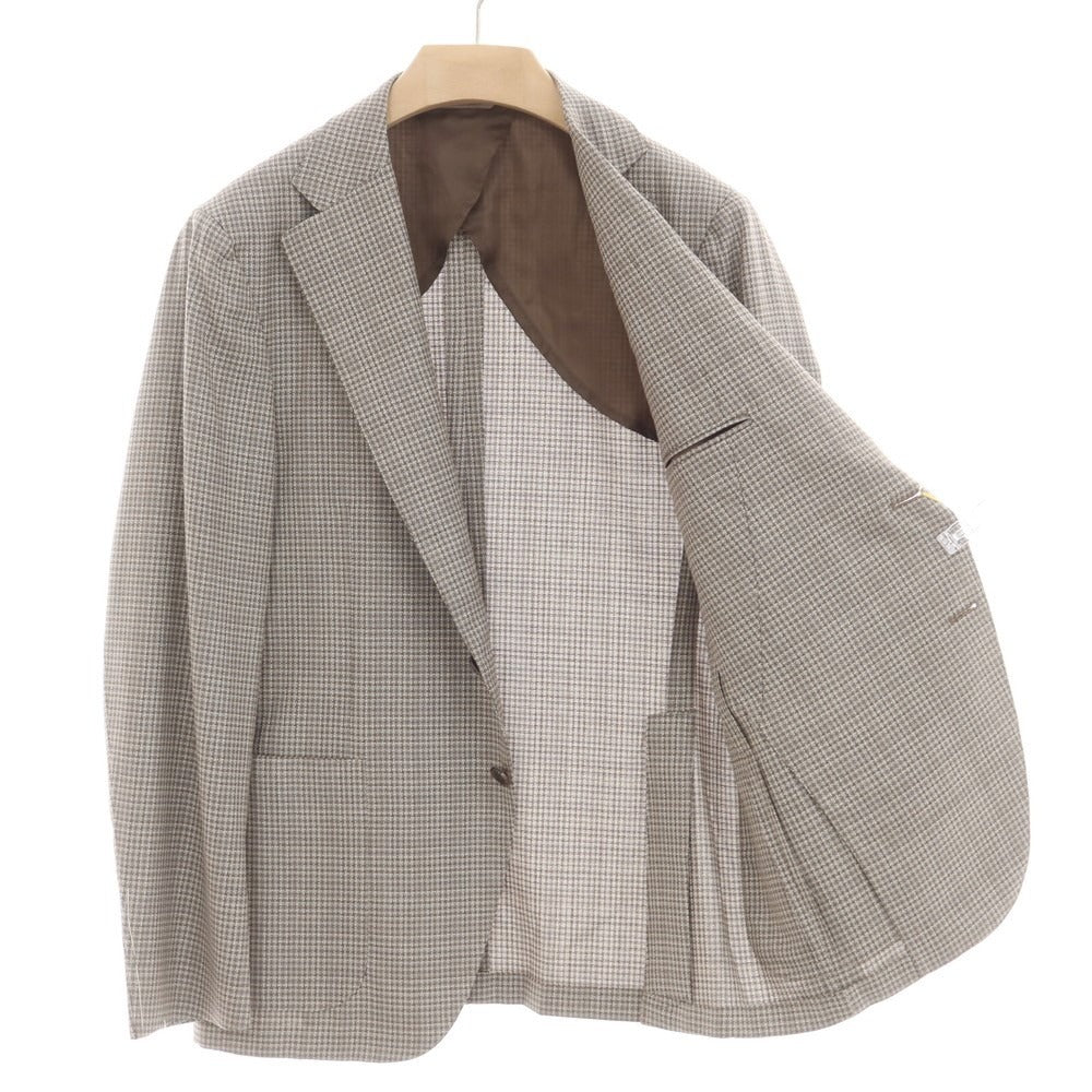 【新品】カナーリ CANALI ウール チェック テーラードジャケット ブラウンxグレー【サイズ50】【 状態ランクN 】【 メンズ 】[EPD]