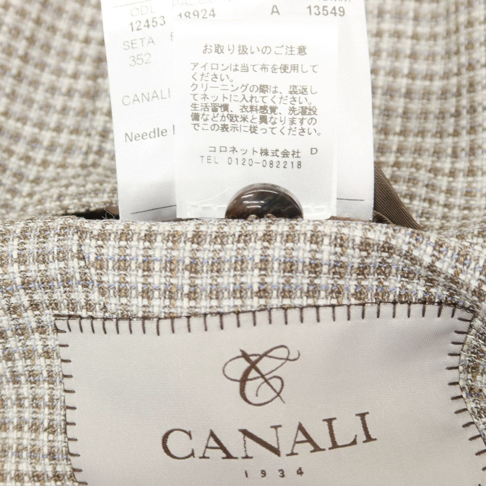 【新品】カナーリ CANALI ウール チェック テーラードジャケット ブラウンxグレー【サイズ50】【 状態ランクN 】【 メンズ 】[EPD]