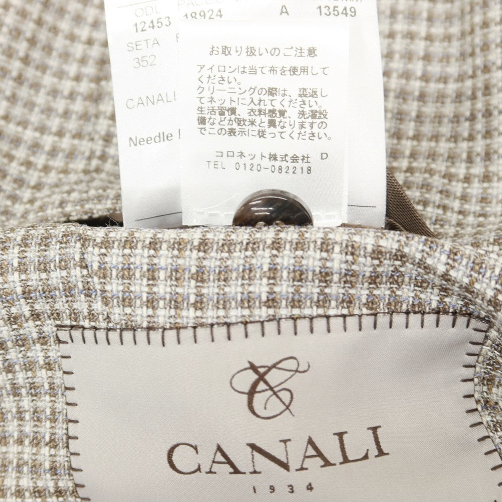 【新品】カナーリ CANALI ウール チェック テーラードジャケット ブラウンxグレー【 50 】【 状態ランクN 】【 メンズ 】