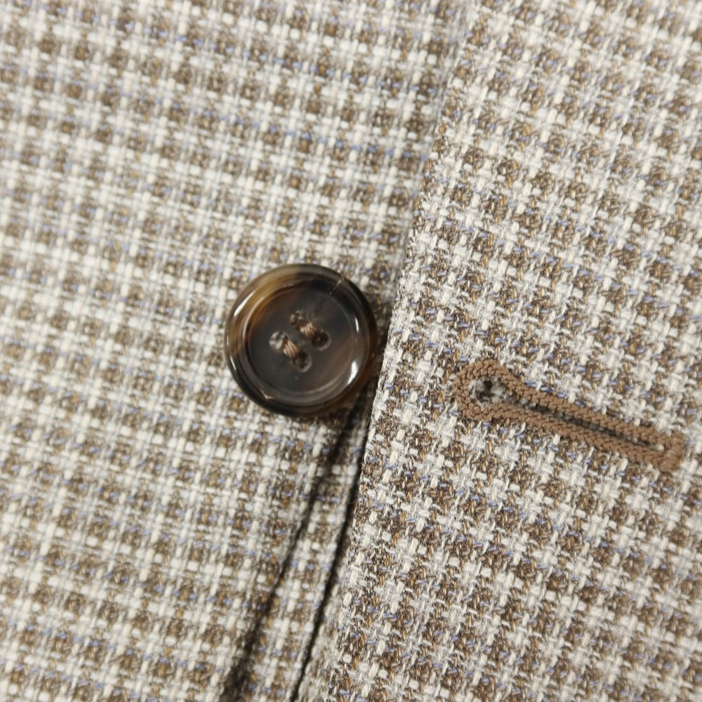 【新品】カナーリ CANALI ウール チェック テーラードジャケット ブラウンxグレー【サイズ50】【 状態ランクN 】【 メンズ 】[EPD]
