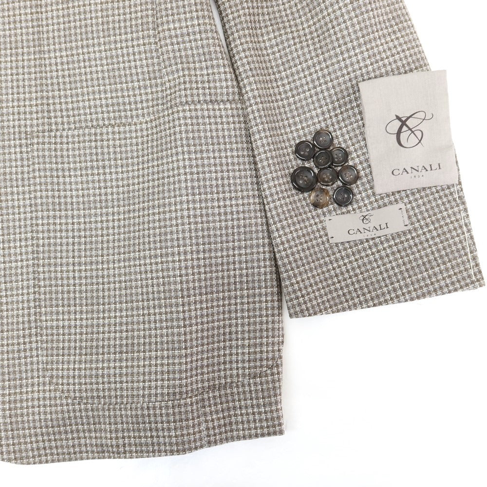 【新品】カナーリ CANALI ウール チェック テーラードジャケット ブラウンxグレー【サイズ50】【 状態ランクN 】【 メンズ 】[EPD]