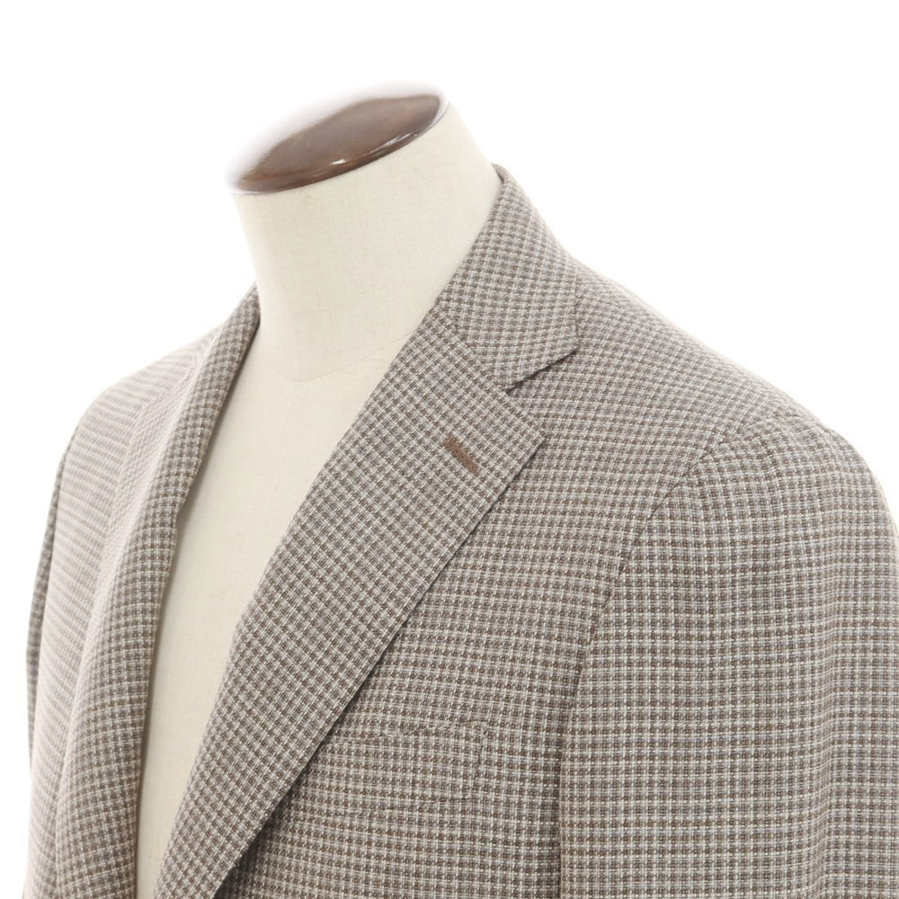 【新品】カナーリ CANALI ウール チェック テーラードジャケット ブラウンxグレー【サイズ52】【 状態ランクN 】【 メンズ 】[EPD]