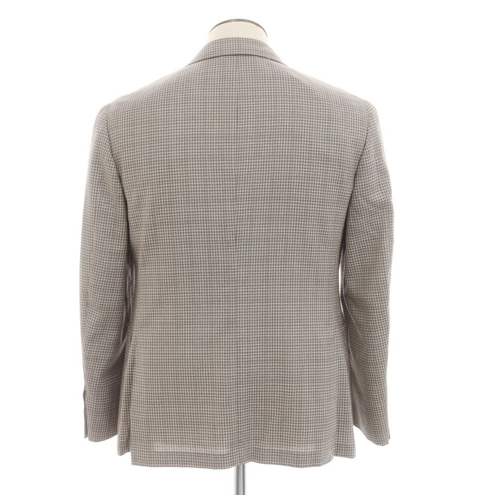 【新品】カナーリ CANALI ウール チェック テーラードジャケット ブラウンxグレー【サイズ52】【 状態ランクN 】【 メンズ 】[EPD]