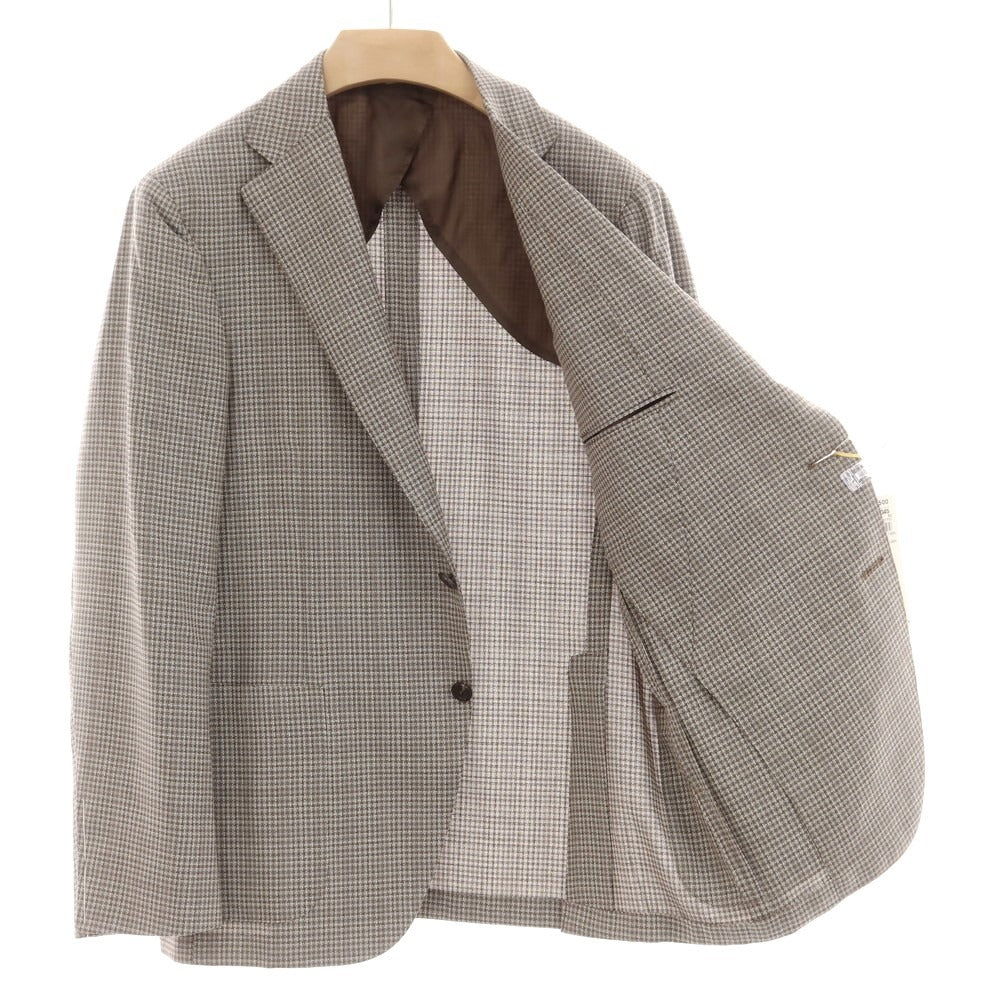 【新品】カナーリ CANALI ウール チェック テーラードジャケット ブラウンxグレー【サイズ52】【 状態ランクN 】【 メンズ 】[EPD]