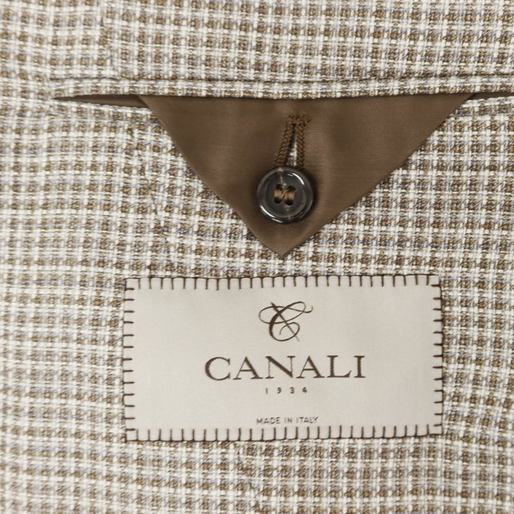 【新品】カナーリ CANALI ウール チェック テーラードジャケット ブラウンxグレー【 52 】【 状態ランクN 】【 メンズ 】