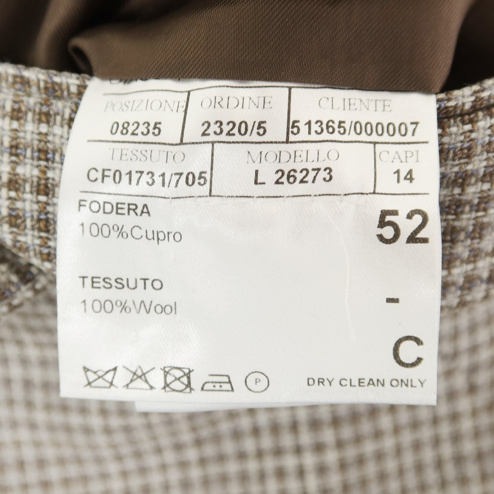 【新品】カナーリ CANALI ウール チェック テーラードジャケット ブラウンxグレー【サイズ52】【 状態ランクN 】【 メンズ 】[EPD]