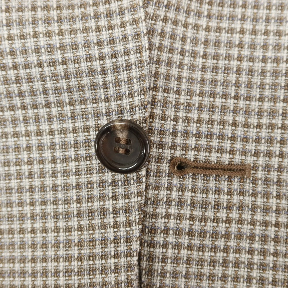 【新品】カナーリ CANALI ウール チェック テーラードジャケット ブラウンxグレー【サイズ52】【 状態ランクN 】【 メンズ 】[EPD]