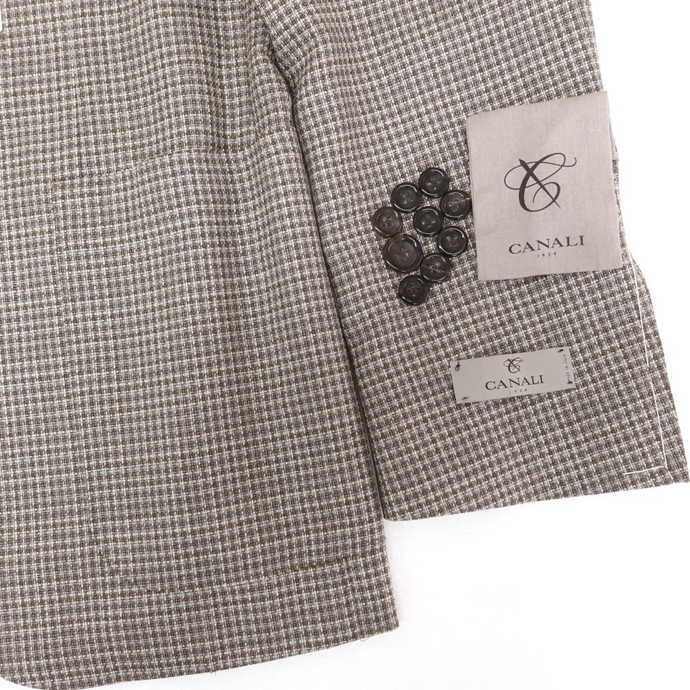 【新品】カナーリ CANALI ウール チェック テーラードジャケット ブラウンxグレー【サイズ52】【 状態ランクN 】【 メンズ 】[EPD]