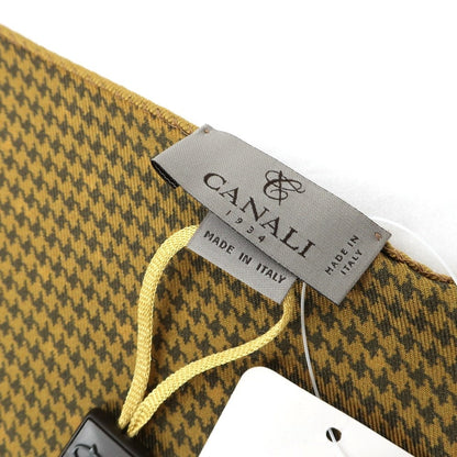 【新品】カナーリ CANALI シルク ドット柄 ポケットチーフ オリーブxイエロー【 状態ランクN 】【 メンズ 】