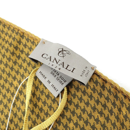 【新品】カナーリ CANALI シルク ドット柄 ポケットチーフ オリーブxイエロー【GRN】【S/S/A/W】【状態ランクN】【メンズ】