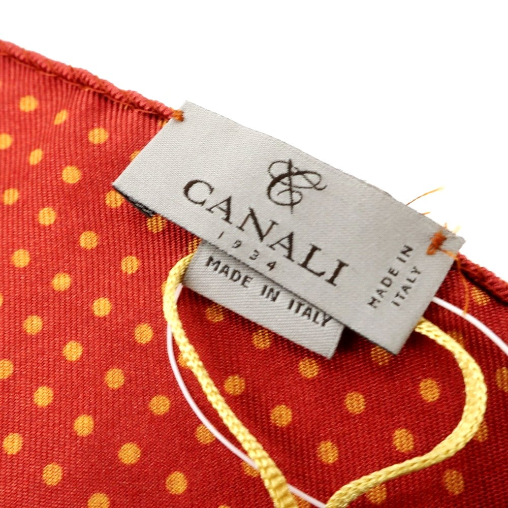 【新品】カナーリ CANALI シルク 小紋柄 ポケットチーフ レッドxオレンジ【RED】【S/S/A/W】【状態ランクN】【メンズ】