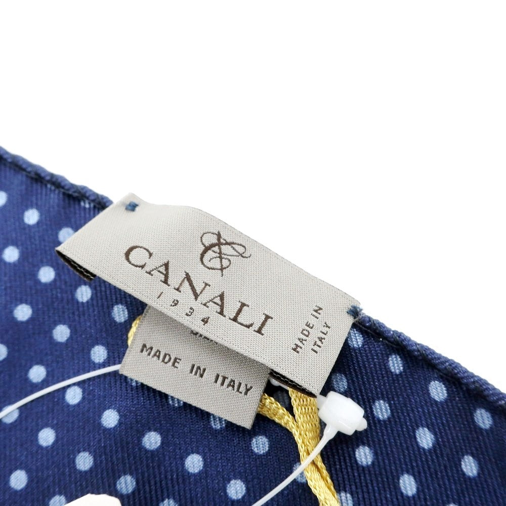 【新品】カナーリ CANALI シルク 小紋柄 ポケットチーフ ネイビーxライトブルー【NVY】【S/S/A/W】【状態ランクN】【メンズ】