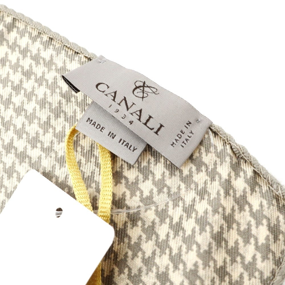 【新品】カナーリ CANALI シルク ポケットチーフ オリーブグリーンxアイボリー【GRN】【S/S/A/W】【状態ランクN】【メンズ】