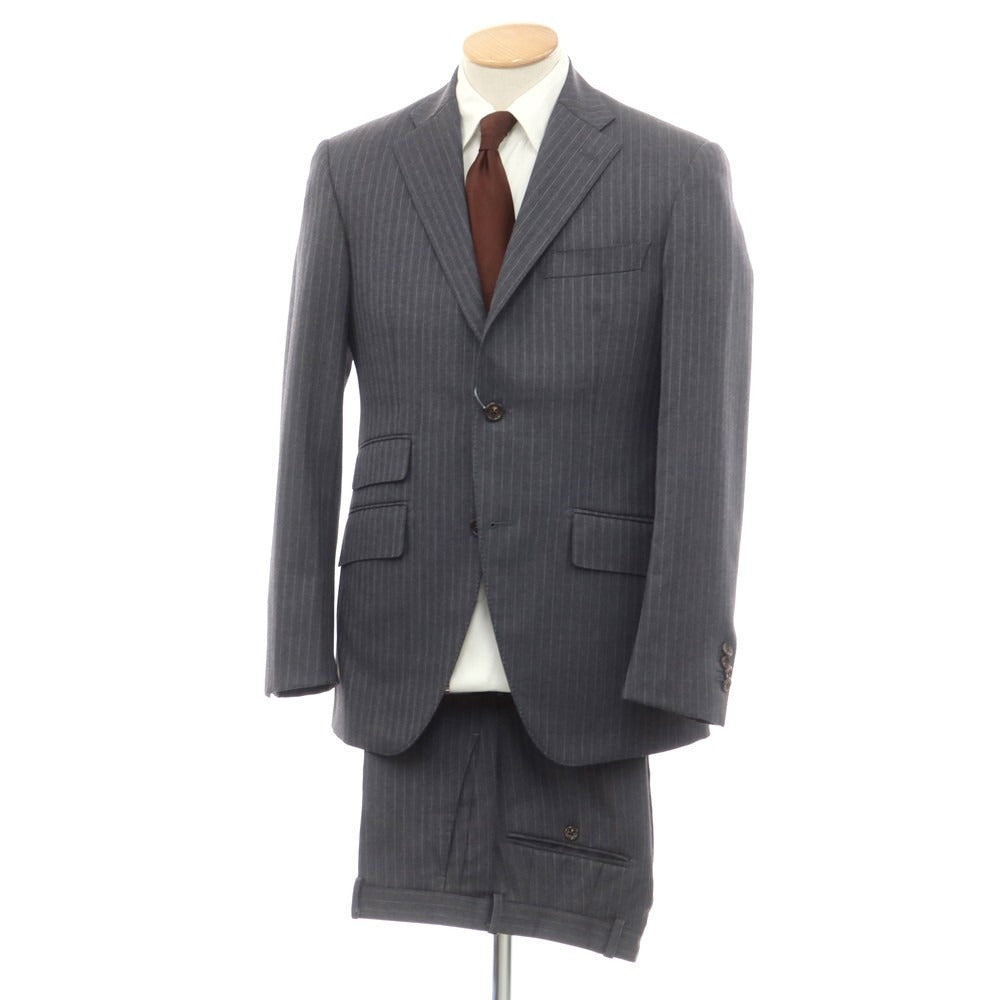 【中古】アザブテーラー azabu tailor ウール ピンストライプ 3つボタンスーツ グレーxホワイト【 44/82 】【 状態ランクD 】【 メンズ 】
[CPD]