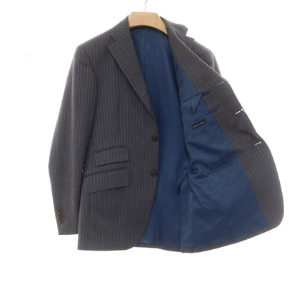 【中古】アザブテーラー azabu tailor ウール ピンストライプ 3つボタンスーツ グレーxホワイト【 44/82 】【 状態ランクD 】【 メンズ 】