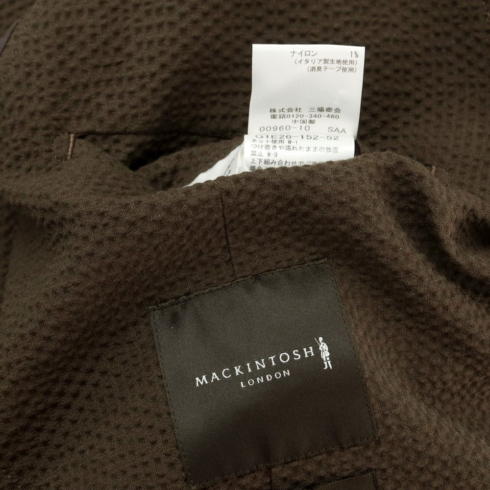 【中古】マッキントッシュ ロンドン MACKINTOSH LONDON ストレッチシアサッカー 2つボタンスーツ セットアップ オリーブブラウン【 38/82 】【 状態ランクB 】【 メンズ 】