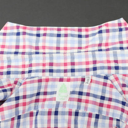 [Used] Finamore Cotton Check Horizontal Collar Shirt Light Blue x Pink [37] [Condition Rank D] [Men&