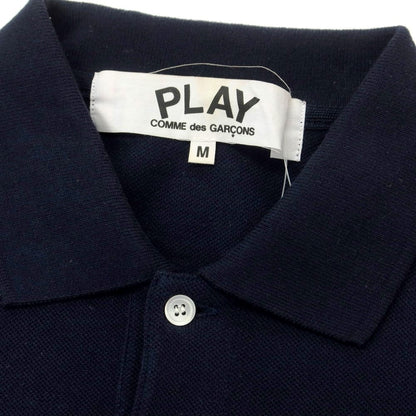 【中古】プレイコムデギャルソン PLAY COMME des GARCONS コットン 鹿の子 半袖ポロシャツ ネイビー【 M 】【 状態ランクC 】【 メンズ 】