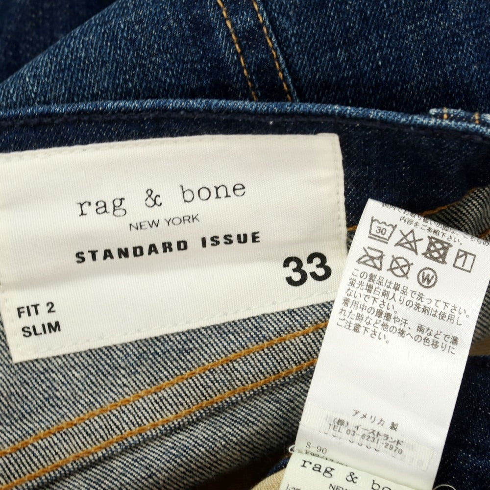 【中古】ラグアンドボーン rag &amp; bone コットン ストレッチ ジーンズ デニムパンツ ネイビー【 33 】【 状態ランクC 】【 メンズ 】